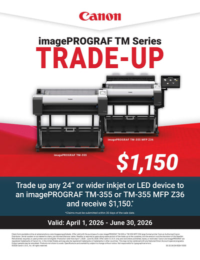 $1,150 Trade-up Instant Rebate on TM-355 Printer or MFP Z36 – A/E